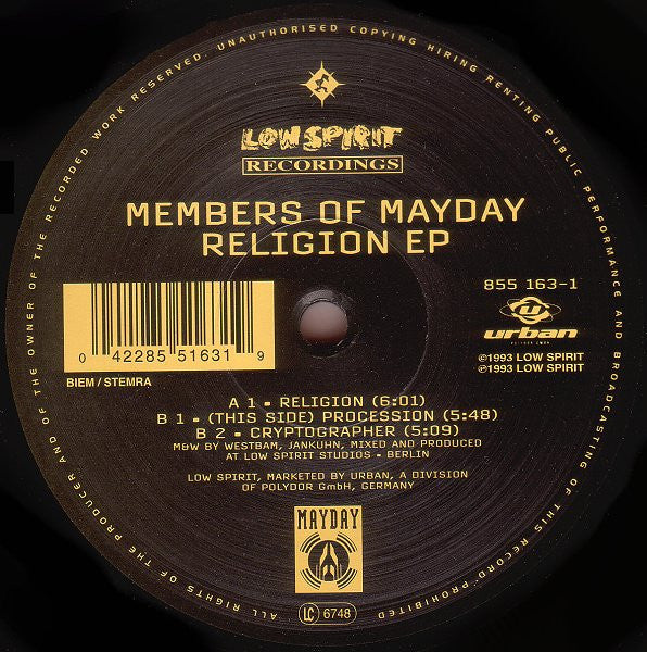 Members Of Mayday : Religion EP (12", EP)