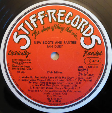 Ian Dury : New Boots And Panties!! (LP, Album, Club, RE)