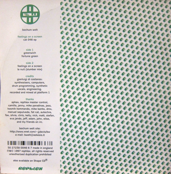 Bochum Welt : Feelings On A Screen (12", EP)