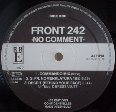 Front 242 : No Comment (LP, Album, RE, RP)