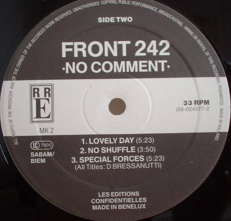 Front 242 : No Comment (LP, Album, RE, RP)