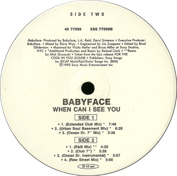 Babyface : When Can I See You (12")
