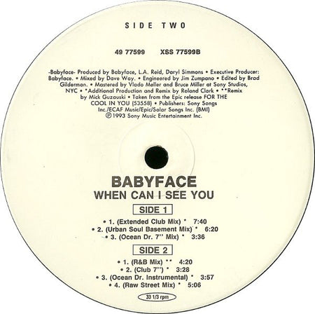 Babyface : When Can I See You (12")