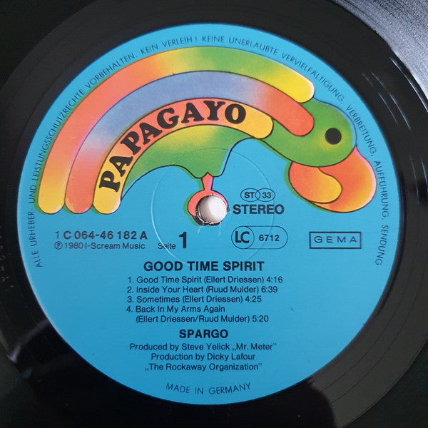 Spargo : Good Time Spirit (LP, Album, Gat)