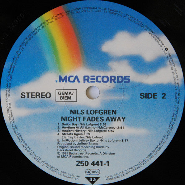 Nils Lofgren : Night Fades Away (LP, Album, RE)