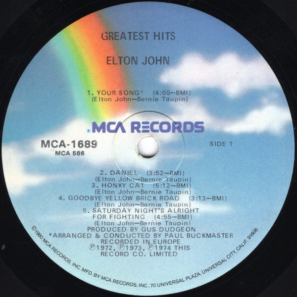 Elton John : Greatest Hits (LP, Comp, RE, Glo)