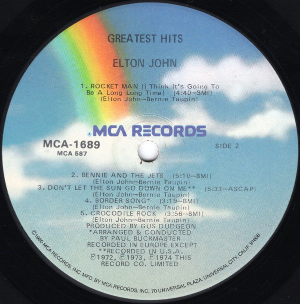 Elton John : Greatest Hits (LP, Comp, RE, Glo)