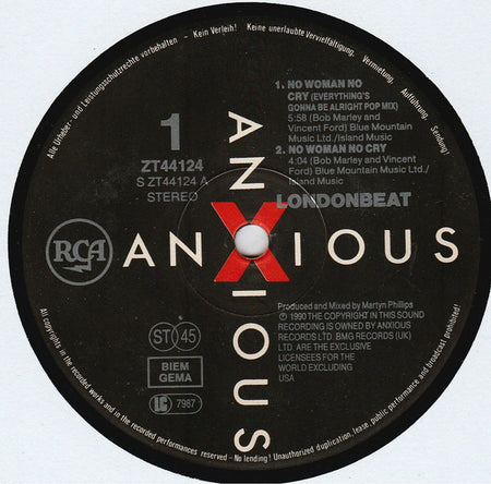 Londonbeat : No Woman No Cry (12", Maxi)