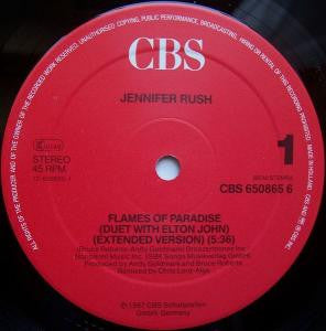 Jennifer Rush Duet With Elton John : Flames Of Paradise (12")
