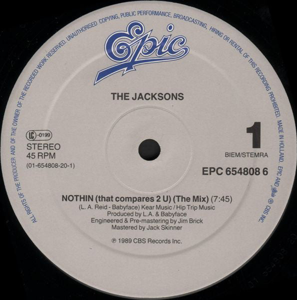 The Jacksons : Nothin (That Compares 2 U) (12", Maxi)