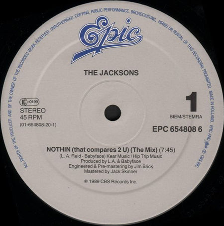 The Jacksons : Nothin (That Compares 2 U) (12", Maxi)