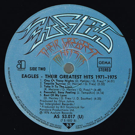 Eagles : Their Greatest Hits 1971-1975 (LP, Album, Comp, Emb)