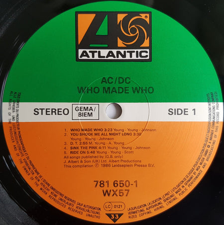 AC/DC : Who Made Who (LP, Album, Comp)