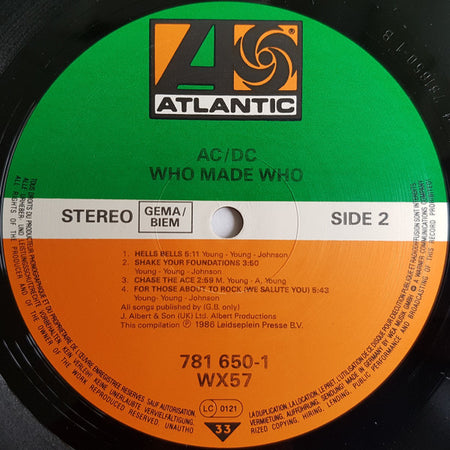 AC/DC : Who Made Who (LP, Album, Comp)