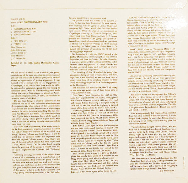 The New York Contemporary Five : Vol. 2. (LP, Album, RE)