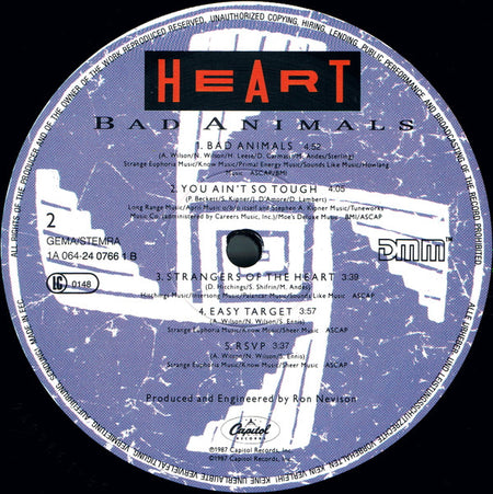 Heart : Bad Animals (LP, Album)