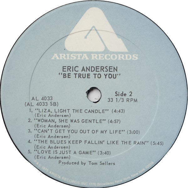 Eric Andersen (2) : Be True To You (LP, Album, Gat)