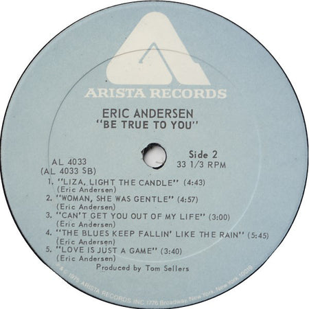 Eric Andersen (2) : Be True To You (LP, Album, Gat)