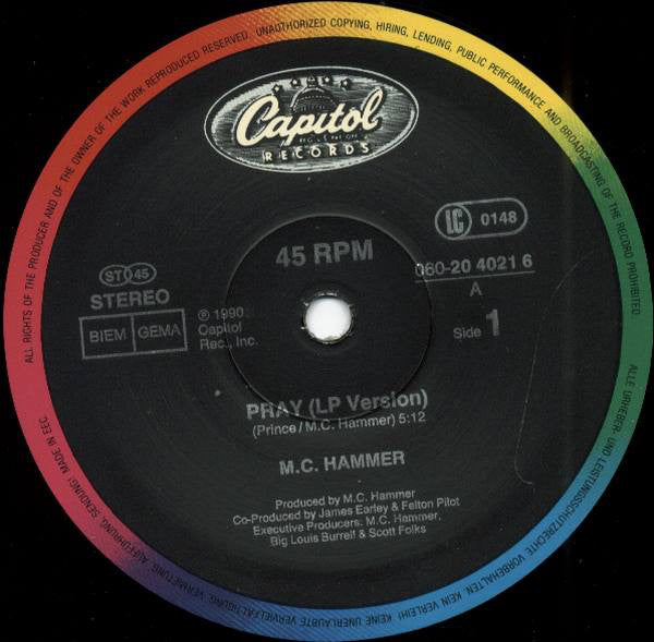 MC Hammer : Pray (12", Maxi)