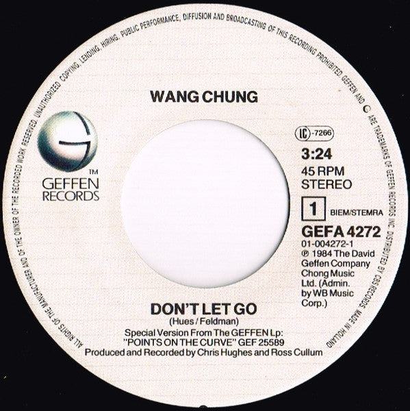 Wang Chung : Don't Let Go (7", Single)