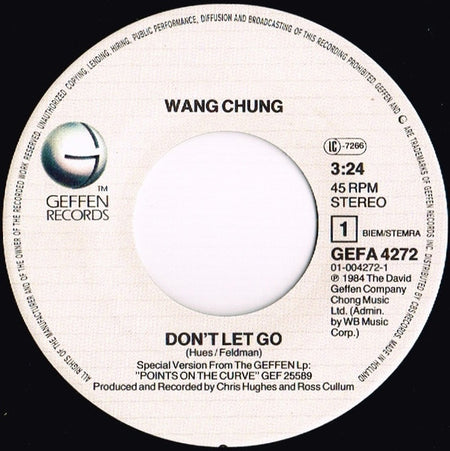 Wang Chung : Don't Let Go (7", Single)