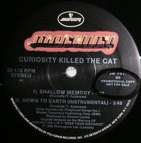 Curiosity Killed The Cat : Down To Earth (12", Promo)