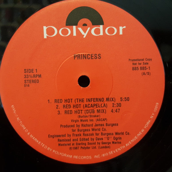 Princess : Red Hot! (12", Single, Promo)