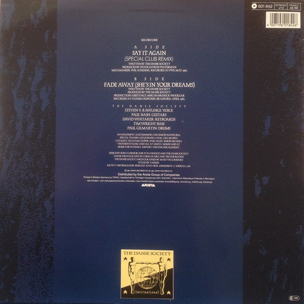 The Danse Society : Say It Again (Special Club Remix) (12", Maxi)