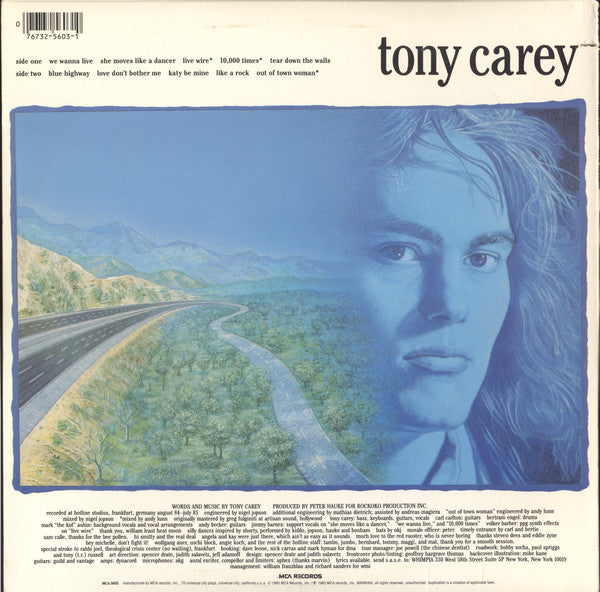 Tony Carey : Blue Highway (LP, Album, Glo)