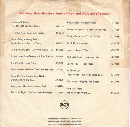 Elvis Presley With The Jordanaires : O Sole Mio (It's Now Or Never) / Make Me Know It (7", Single, S6 )