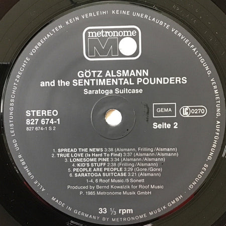 Götz Alsmann & The Sentimental Pounders : Saratoga Suitcase (LP, Album)
