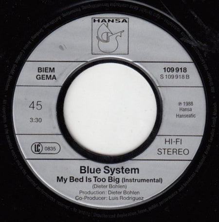 Blue System : My Bed Is Too Big (7", Single)