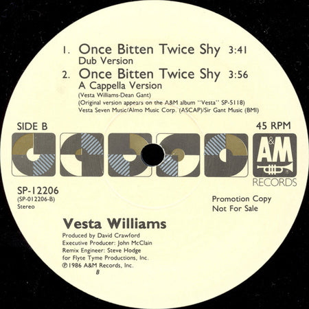 Vesta Williams : Once Bitten Twice Shy (12", Single, Promo)