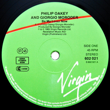 Philip Oakey & Giorgio Moroder : Be My Lover Now (12", Maxi)