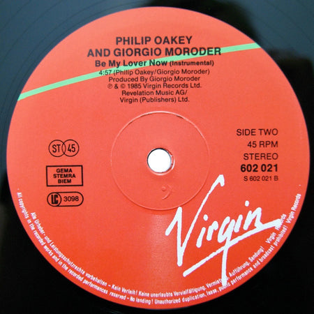 Philip Oakey & Giorgio Moroder : Be My Lover Now (12", Maxi)