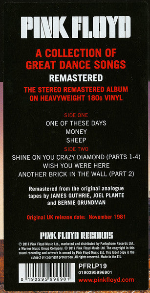 Pink Floyd : A Collection Of Great Dance Songs (LP, Comp, RE, RM, 180)