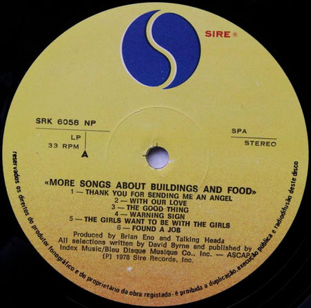 Talking Heads : More Songs About Buildings And Food (LP, Album)