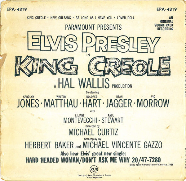 Elvis Presley : King Creole (7", EP, RP)