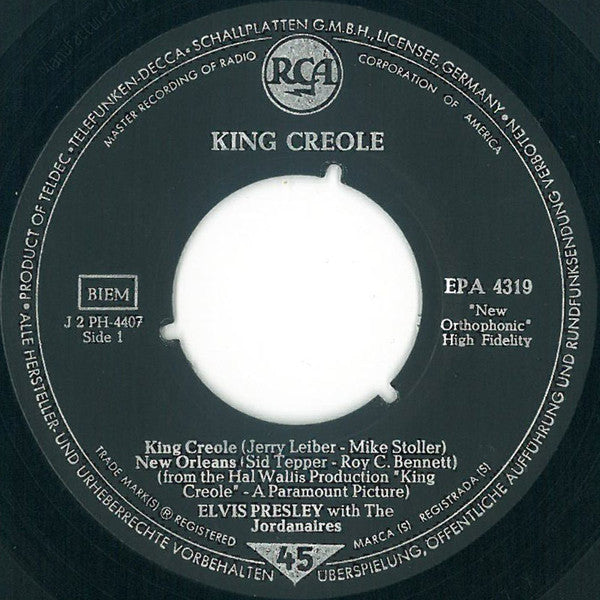 Elvis Presley : King Creole (7", EP, RP)