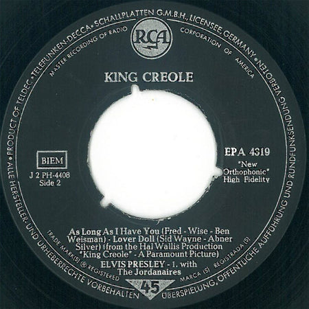 Elvis Presley : King Creole (7", EP, RP)