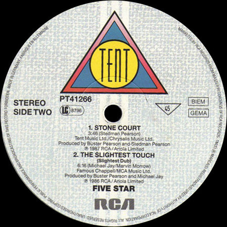 Five Star : The Slightest Touch (The Shep Pettibone Touch Remix) (12", Maxi)