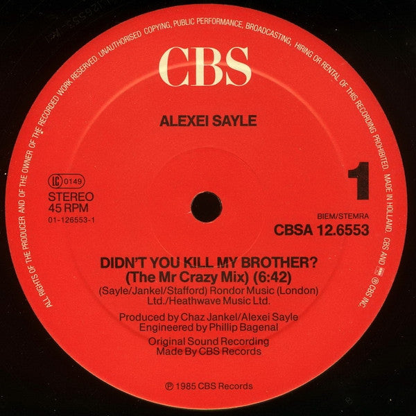 Alexei Sayle : Didn't You Kill My Brother? (12", Maxi)