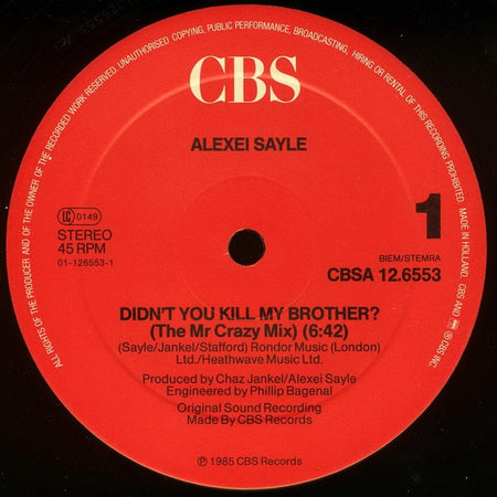 Alexei Sayle : Didn't You Kill My Brother? (12", Maxi)