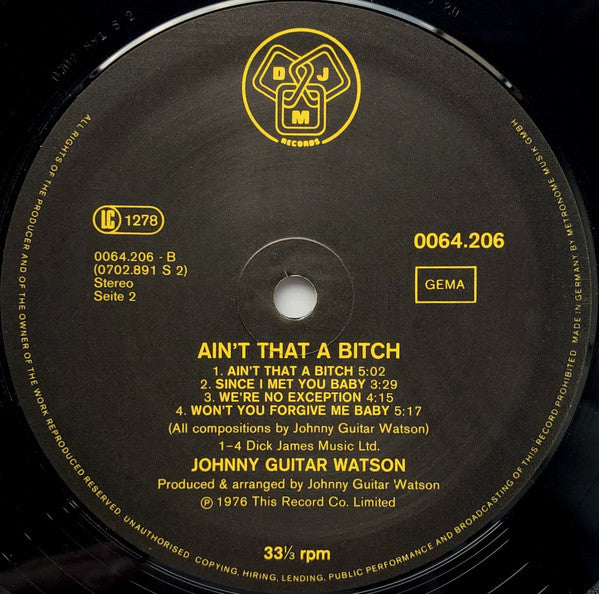Johnny Guitar Watson : Ain't That A Bitch (LP, Album, RE)