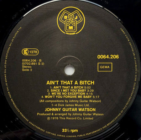 Johnny Guitar Watson : Ain't That A Bitch (LP, Album, RE)