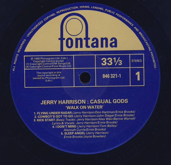 Jerry Harrison: Casual Gods : Walk On Water (LP, Album)