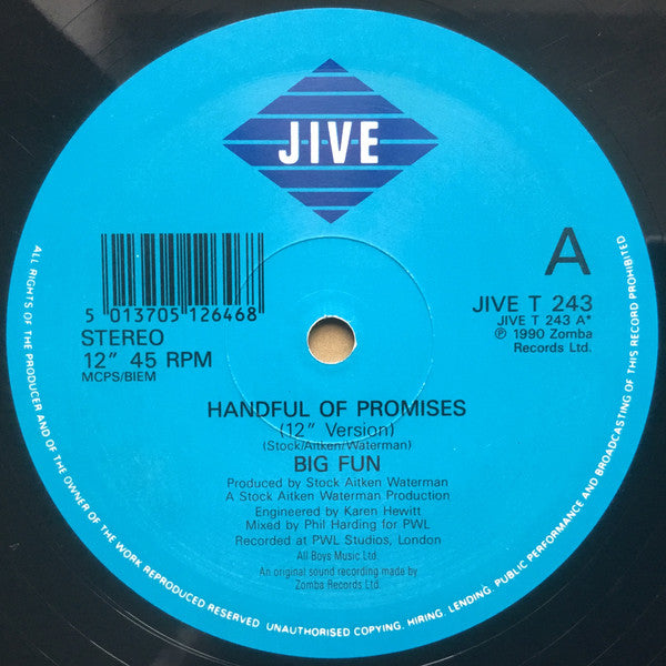 Big Fun : Handful Of Promises (12", Pos)