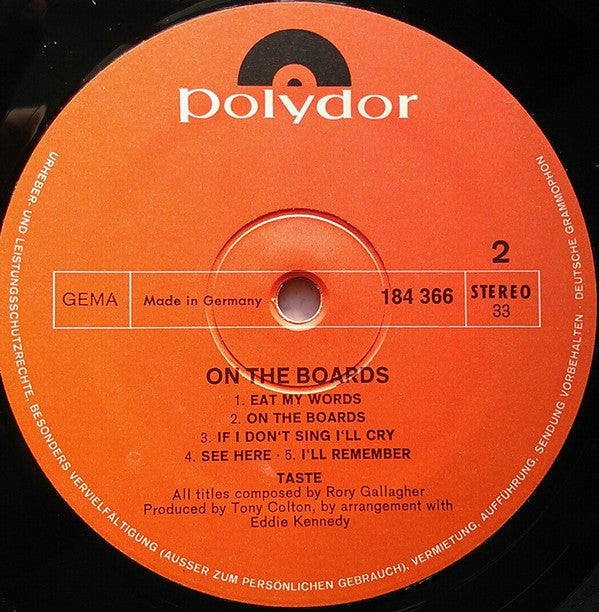 Taste (2) : On The Boards (LP, Album)