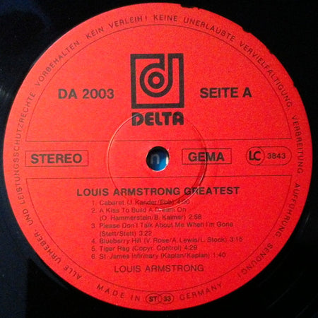 Louis Armstrong : Greatest Hits (2xLP, Comp, Red)