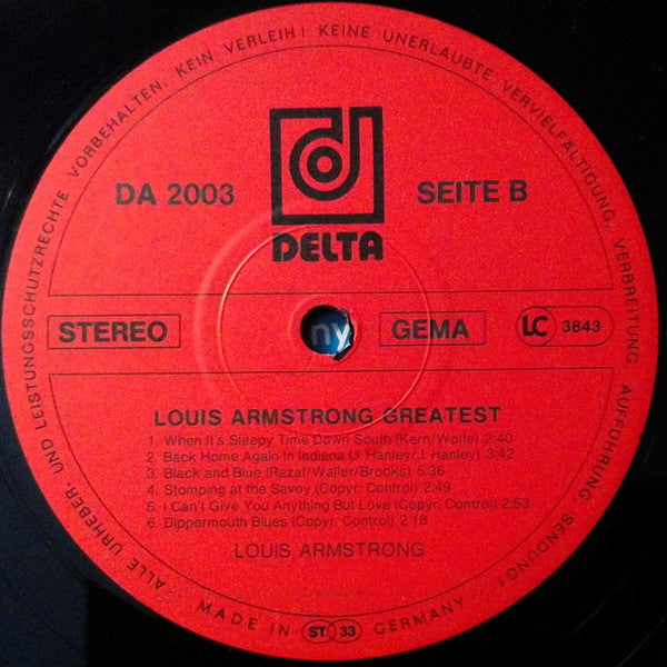Louis Armstrong : Greatest Hits (2xLP, Comp, Red)